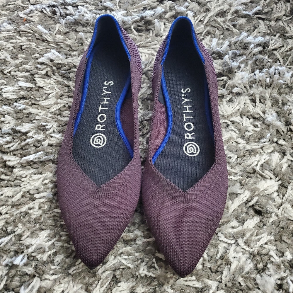 Rothy's Pointy Flats Toe Point Purple Flats Sz 6